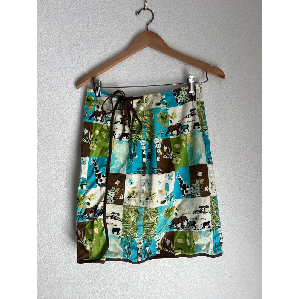 Russell Kemp Petite‎ Skirt Patchwork Print Safari Animals Cottagecore